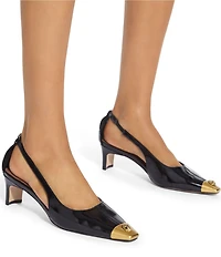 Kurt Geiger London Regent Court Patent Leather Cut Out Brass Toe Cap Pumps