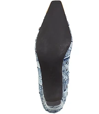 Kurt Geiger London Regent Stud Embellished Quilted Denim Patchwork Logo Ornament Cap Toe Boots