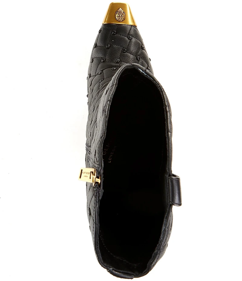 Kurt Geiger London Regent Stud Embellished Quilted Leather Logo Ornament Cap Toe Boots