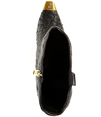 Kurt Geiger London Regent Stud Embellished Quilted Leather Logo Ornament Cap Toe Boots
