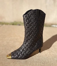 Kurt Geiger London Regent Stud Embellished Quilted Leather Logo Ornament Cap Toe Boots