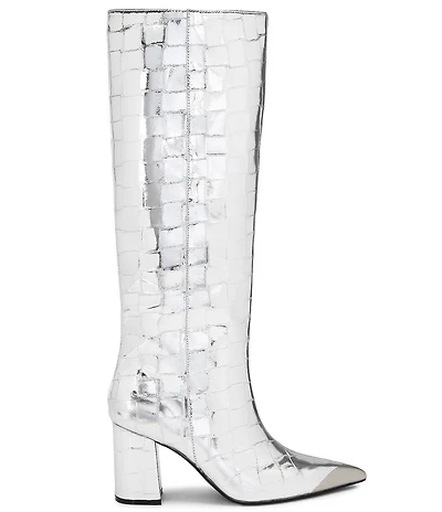 Kurt Geiger London Regent Patent Leather Croco Print Knee High Boots