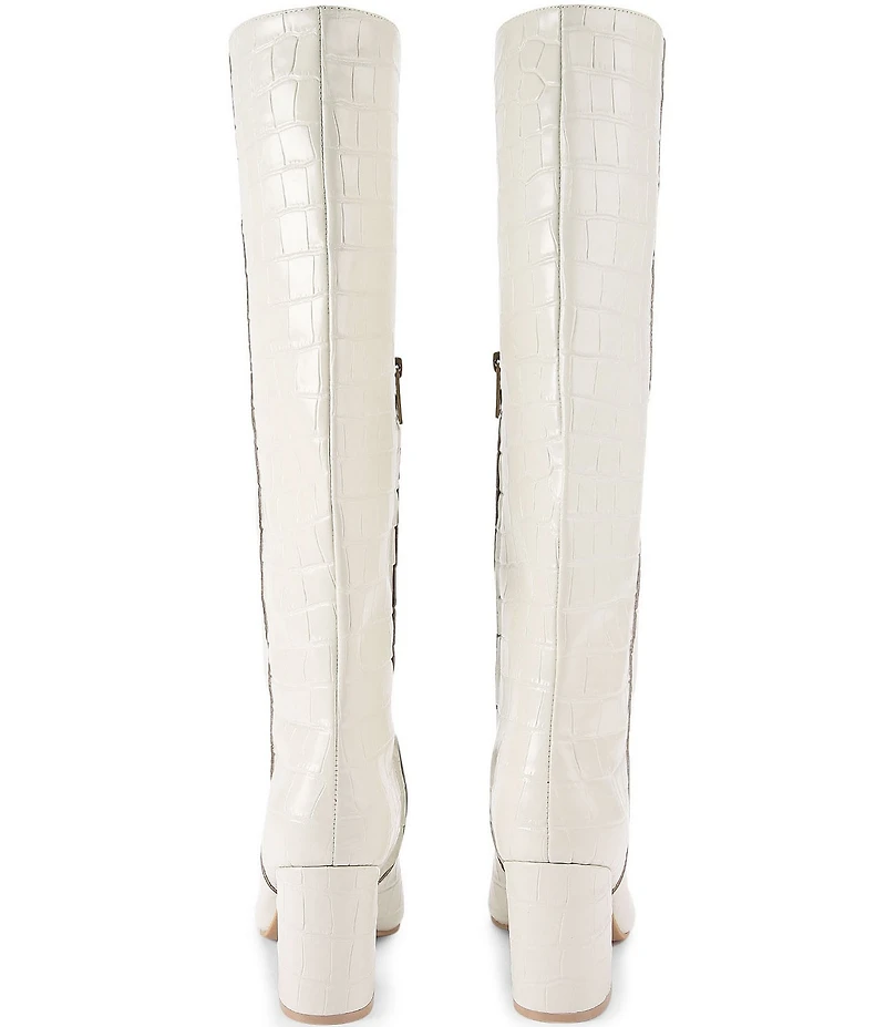 Kurt Geiger London Regent Patent Leather Croco Print Knee High Boots