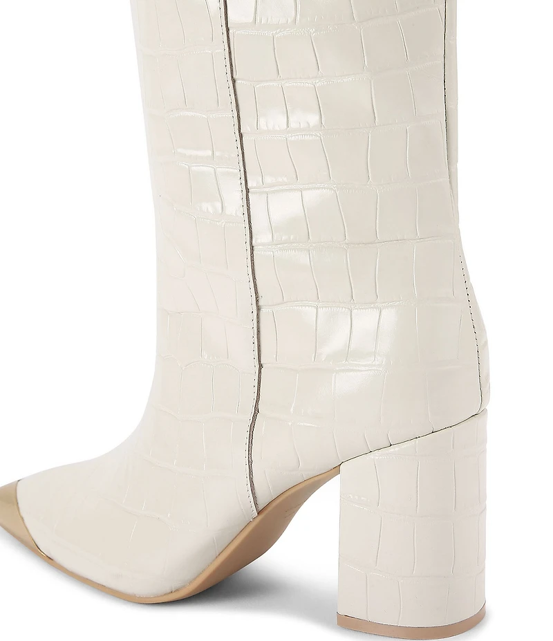 Kurt Geiger London Regent Patent Leather Croco Print Knee High Boots