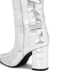 Kurt Geiger London Regent Patent Leather Croco Print Knee High Boots