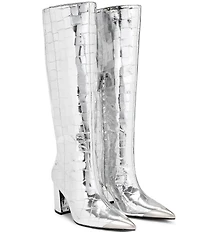 Kurt Geiger London Regent Patent Leather Croco Print Knee High Boots