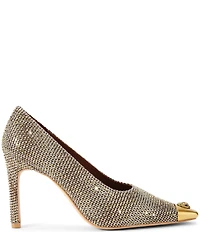 Kurt Geiger London Regent Crystal Embellished Houndstooth Logo Ornament Cap Toe Pumps