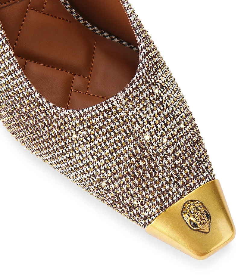 Kurt Geiger London Regent Crystal Embellished Houndstooth Logo Ornament Cap Toe Pumps