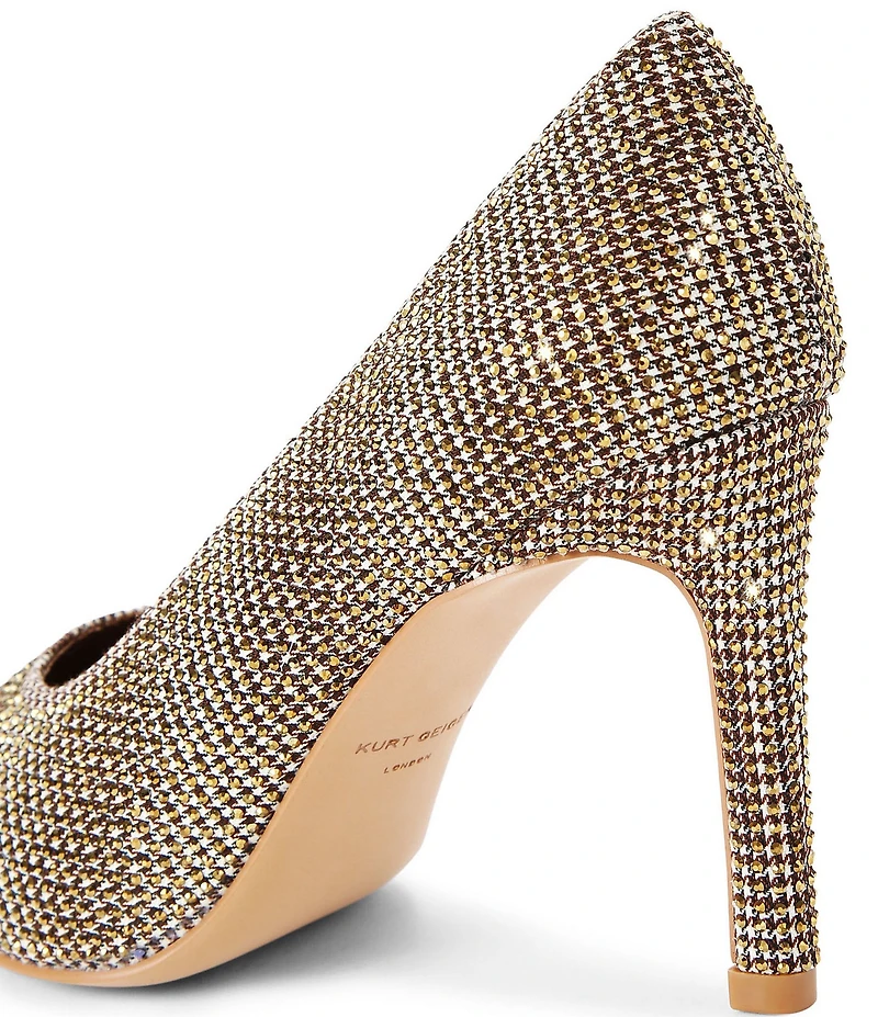 Kurt Geiger London Regent Crystal Embellished Houndstooth Logo Ornament Cap Toe Pumps