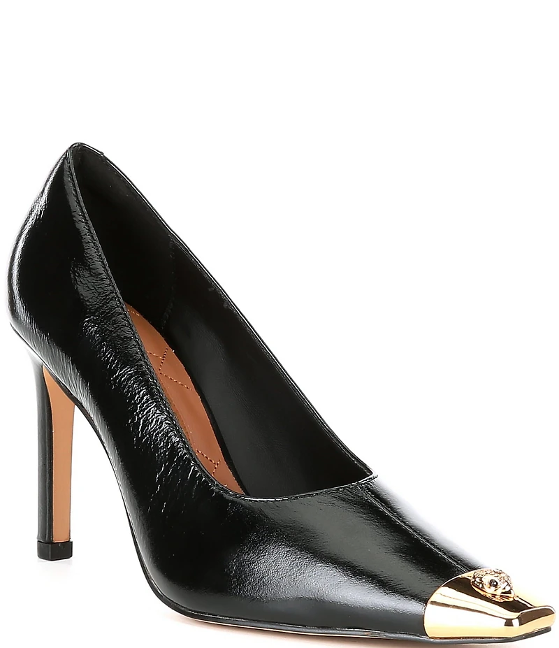 Kurt Geiger London Regent Patent Leather Logo Ornament Cap Toe Court Pumps