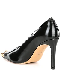Kurt Geiger London Regent Patent Leather Logo Ornament Cap Toe Court Pumps