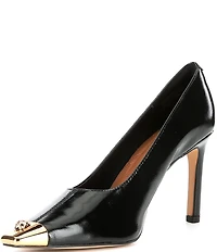 Kurt Geiger London Regent Patent Leather Logo Ornament Cap Toe Court Pumps