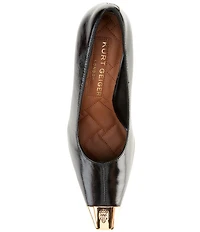 Kurt Geiger London Regent Patent Leather Logo Ornament Cap Toe Court Pumps
