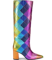 Kurt Geiger London Regent Metallic Leather Pointed Toe Knee High Boots
