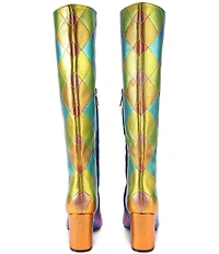 Kurt Geiger London Regent Metallic Leather Pointed Toe Knee High Boots