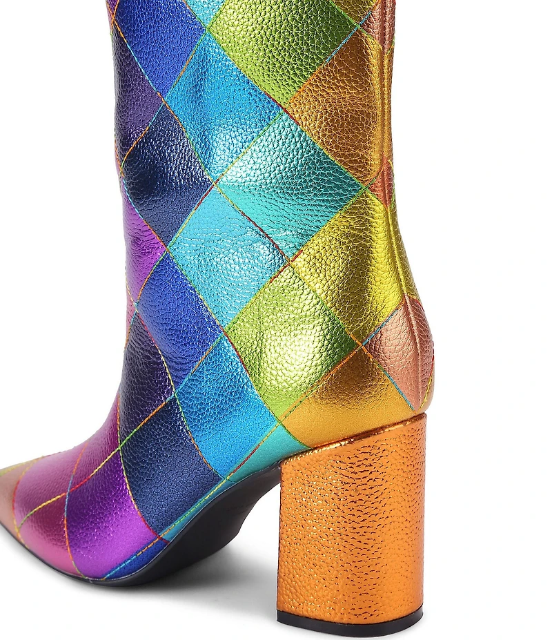 Kurt Geiger London Regent Metallic Leather Pointed Toe Knee High Boots