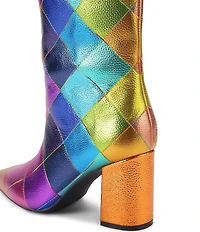 Kurt Geiger London Regent Metallic Leather Pointed Toe Knee High Boots
