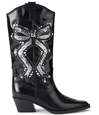 Kurt Geiger London Rodeo Bow Leather Studded Ornament Cowboy Boots