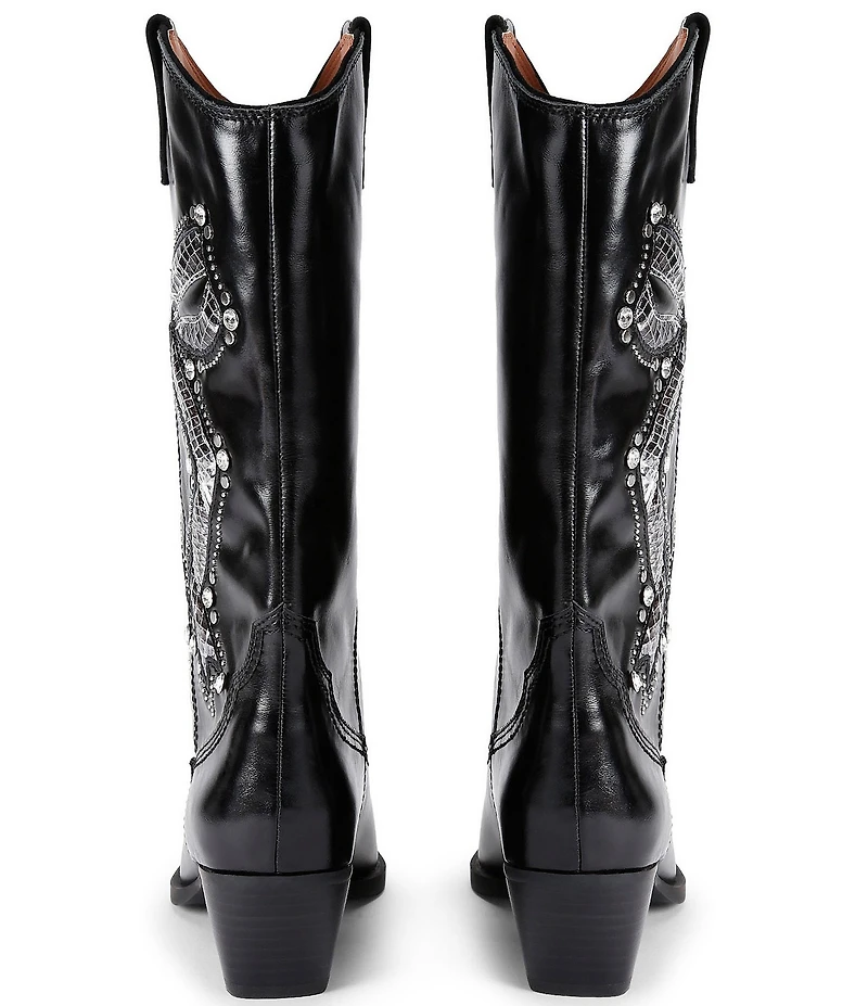 Kurt Geiger London Rodeo Bow Leather Studded Ornament Cowboy Boots