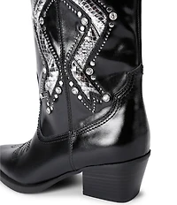Kurt Geiger London Rodeo Bow Leather Studded Ornament Cowboy Boots