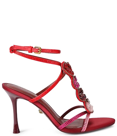 Kurt Geiger London Satin Kiss Crystal Embellished Dress Sandals
