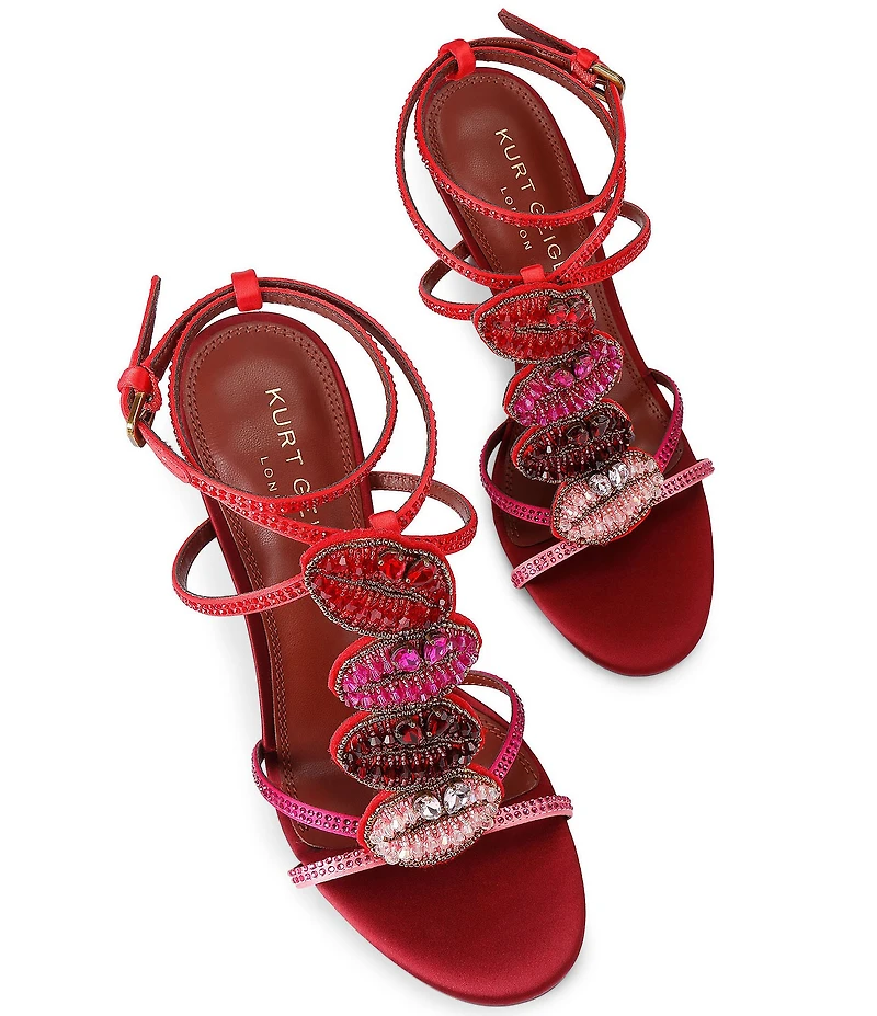Kurt Geiger London Satin Kiss Crystal Embellished Dress Sandals