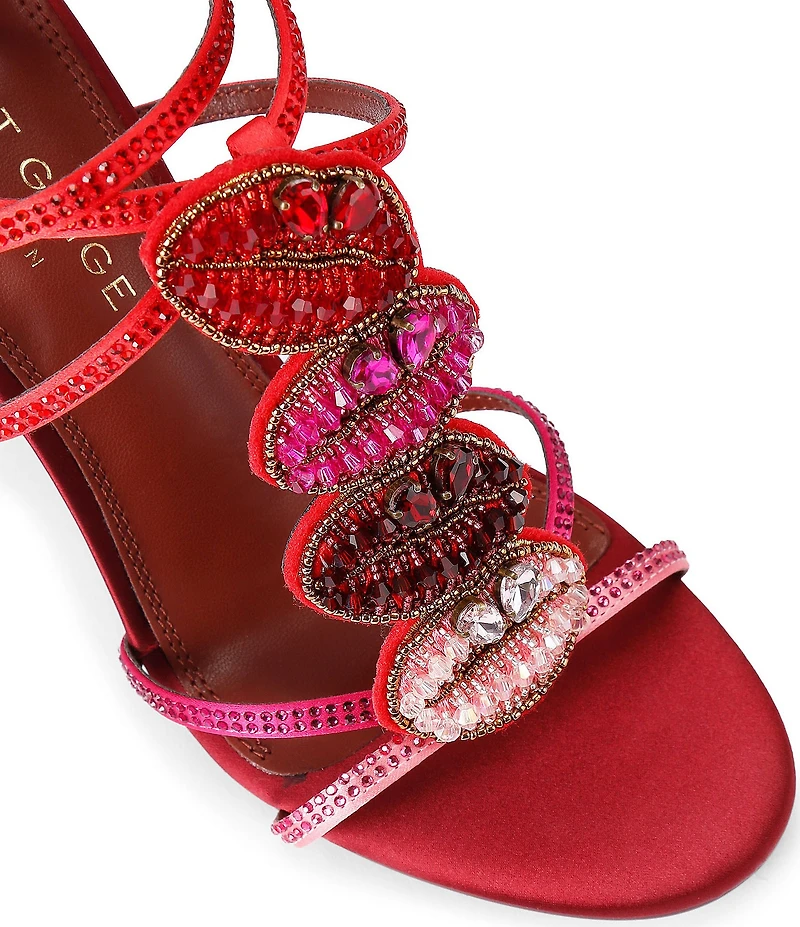 Kurt Geiger London Satin Kiss Crystal Embellished Dress Sandals