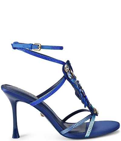 Kurt Geiger London Satin Lobster Crystal Embellished Dress Sandals