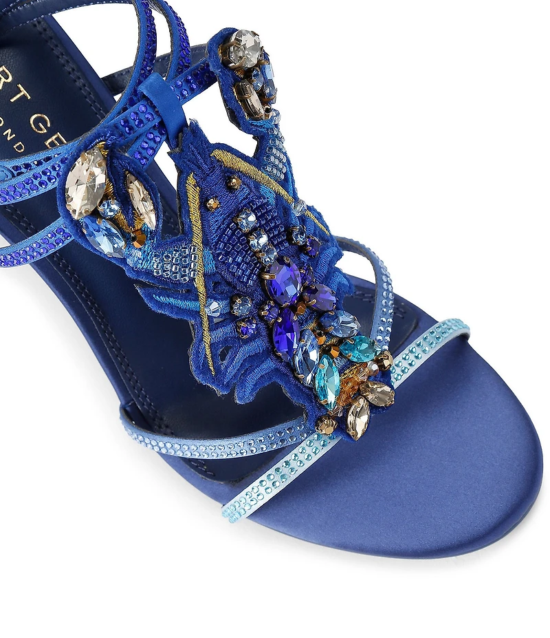 Kurt Geiger London Satin Lobster Crystal Embellished Dress Sandals
