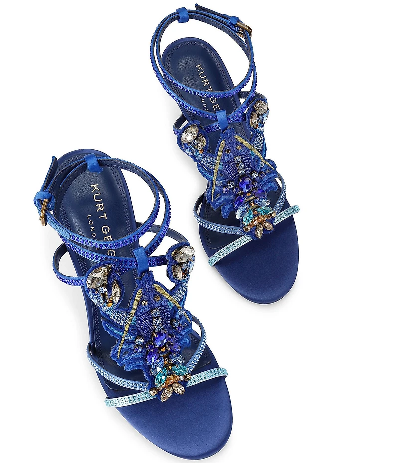 Kurt Geiger London Satin Lobster Crystal Embellished Dress Sandals