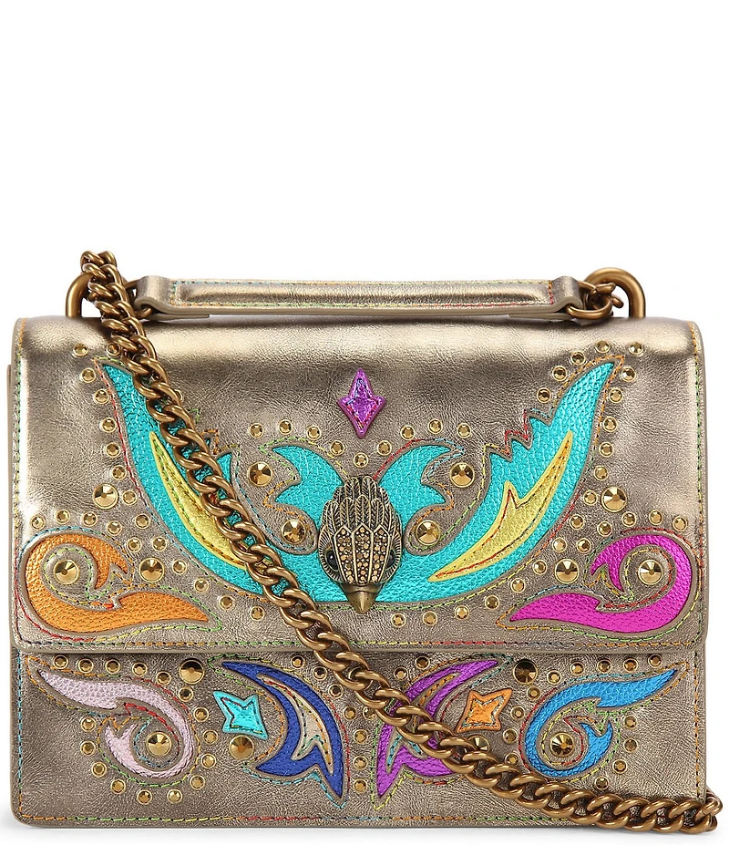Kurt Geiger London Shoreditch Western Rhinestoned Embroidered Metallic Crossbody Bag