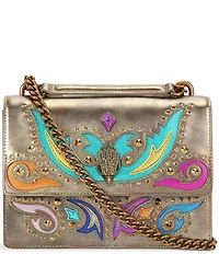 Kurt Geiger London Shoreditch Western Rhinestoned Embroidered Metallic Crossbody Bag