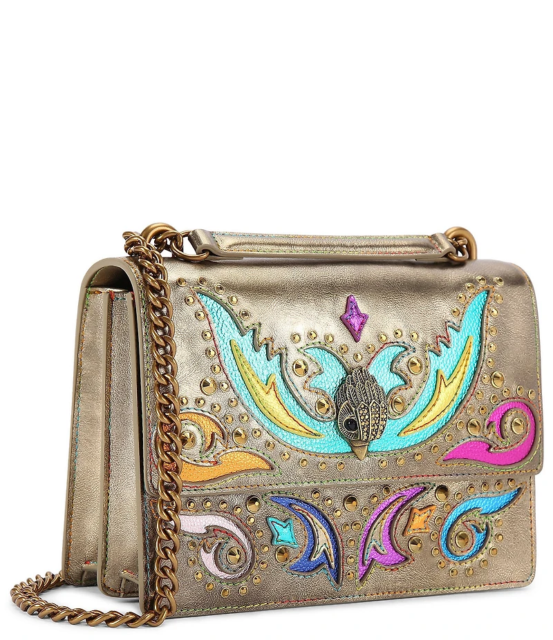 Kurt Geiger London Shoreditch Western Rhinestoned Embroidered Metallic Crossbody Bag