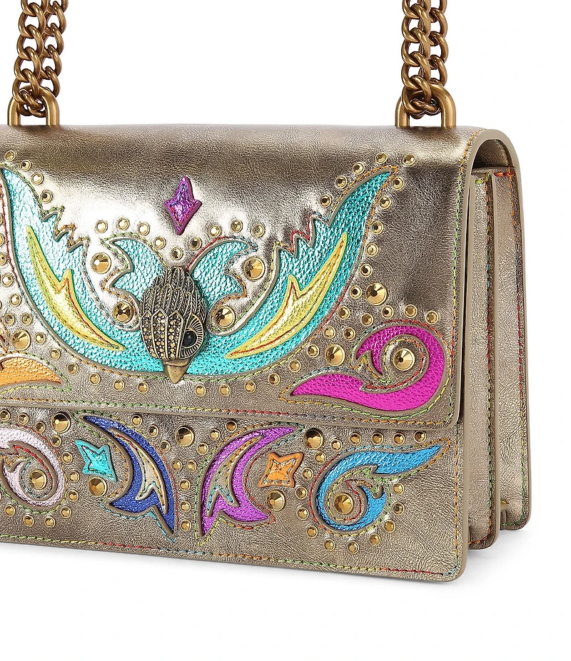 Kurt Geiger London Shoreditch Western Rhinestoned Embroidered Metallic Crossbody Bag
