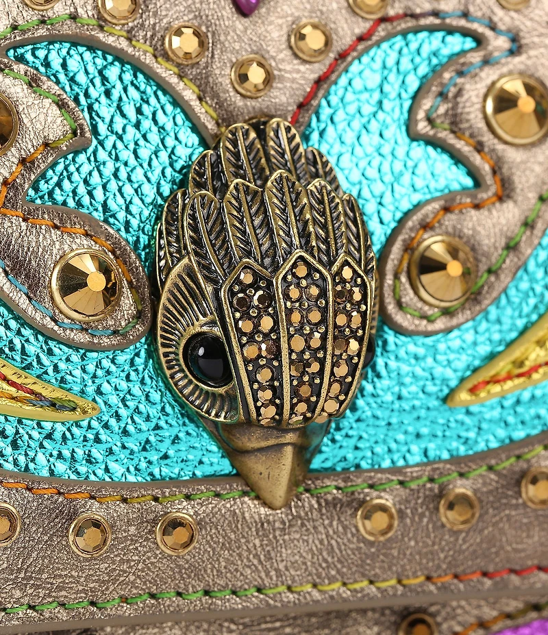 Kurt Geiger London Shoreditch Western Rhinestoned Embroidered Metallic Crossbody Bag