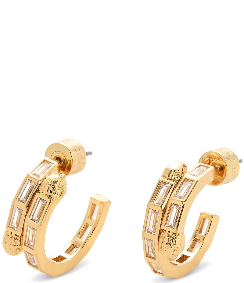 Kurt Geiger London Signature Eagle Baguette Stone Hoop Earrings