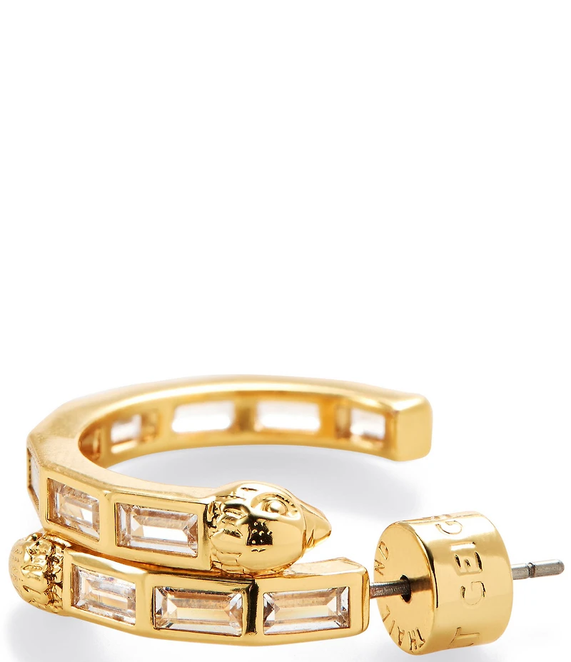 Kurt Geiger London Signature Eagle Baguette Stone Hoop Earrings