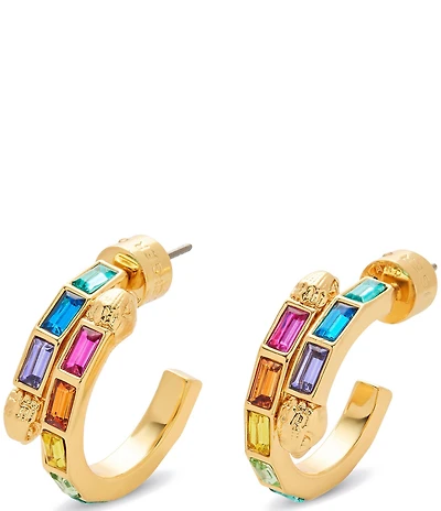 Kurt Geiger London Signature Eagle Baguette Stone Hoop Earrings