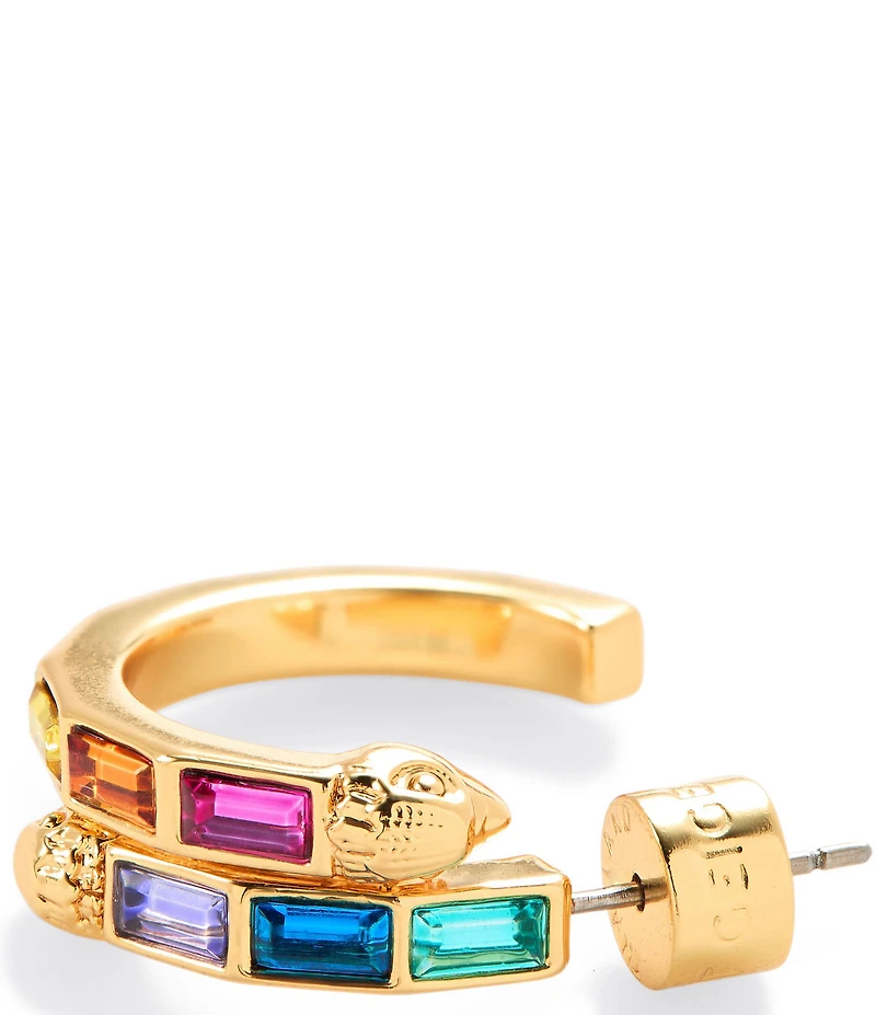 Kurt Geiger London Signature Eagle Baguette Stone Hoop Earrings