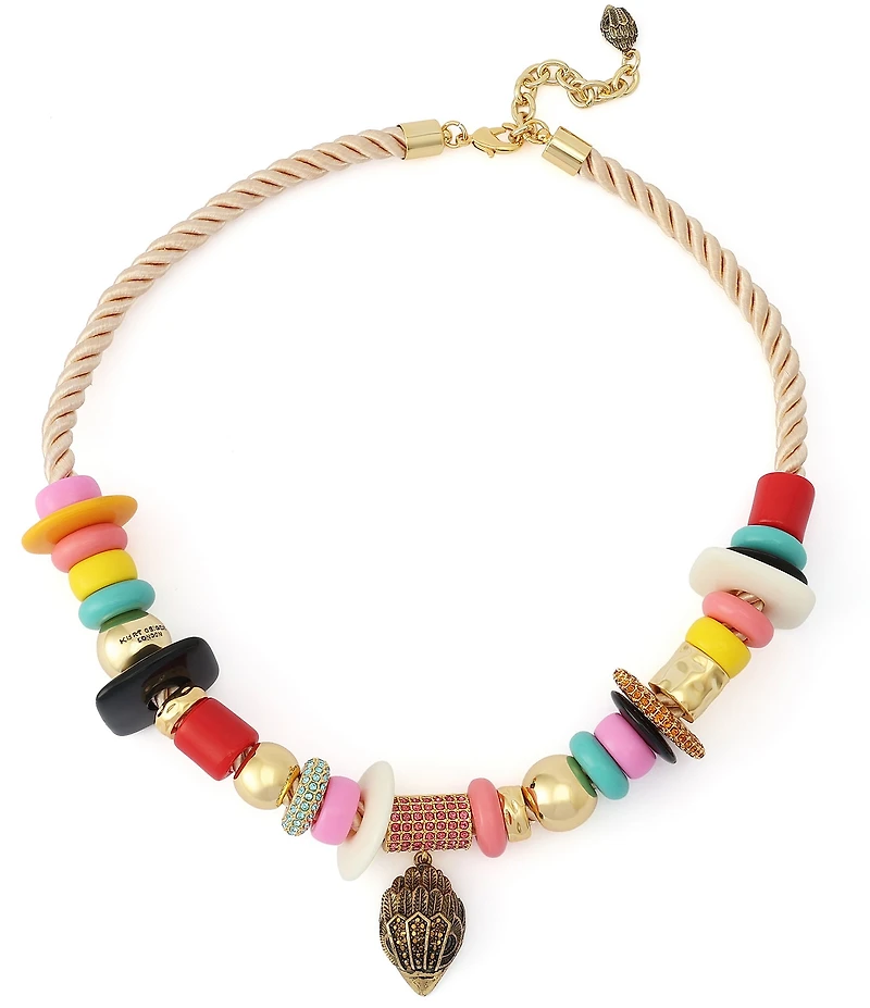 Kurt Geiger London Signature Eagle Beaded Cord Collar Necklace