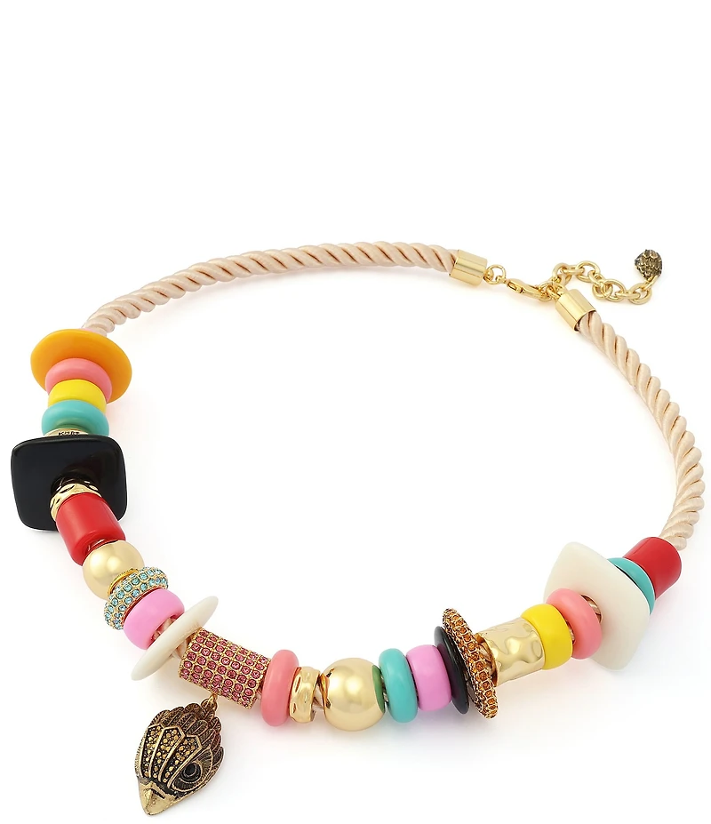 Kurt Geiger London Signature Eagle Beaded Cord Collar Necklace