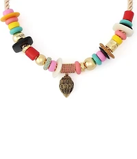 Kurt Geiger London Signature Eagle Beaded Cord Collar Necklace