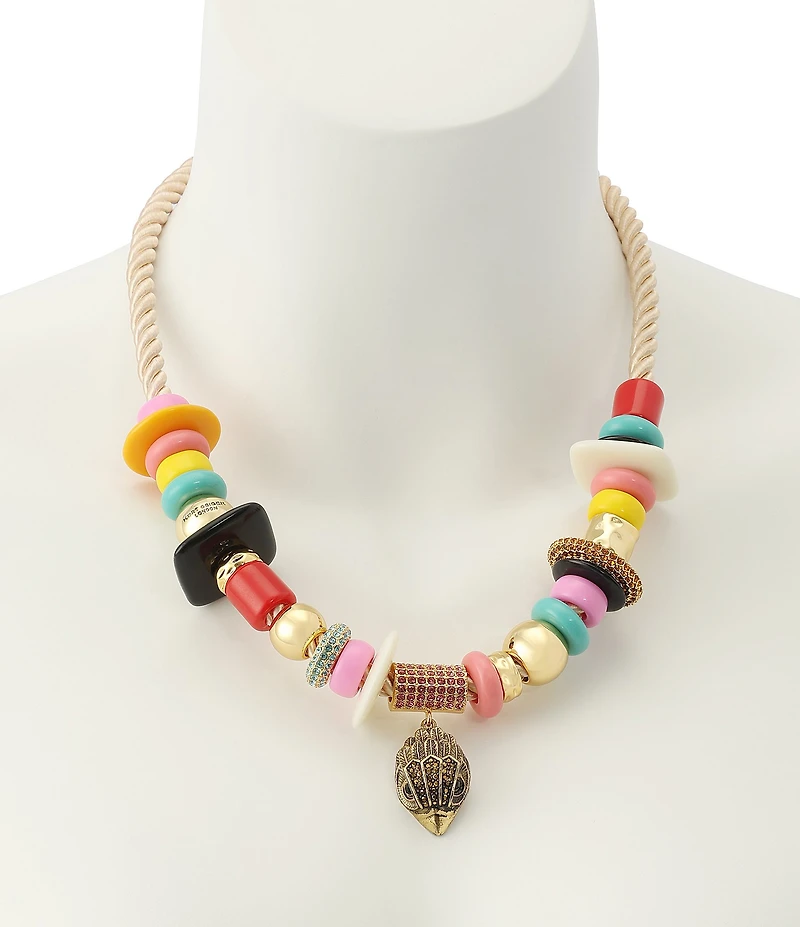 Kurt Geiger London Signature Eagle Beaded Cord Collar Necklace