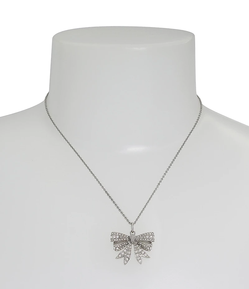 Kurt Geiger London Signature Eagle Bow Crystal Short Pendant Necklace