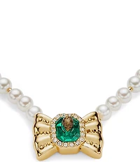 Kurt Geiger London Signature Eagle Bow Pearl Short Pendant Necklace