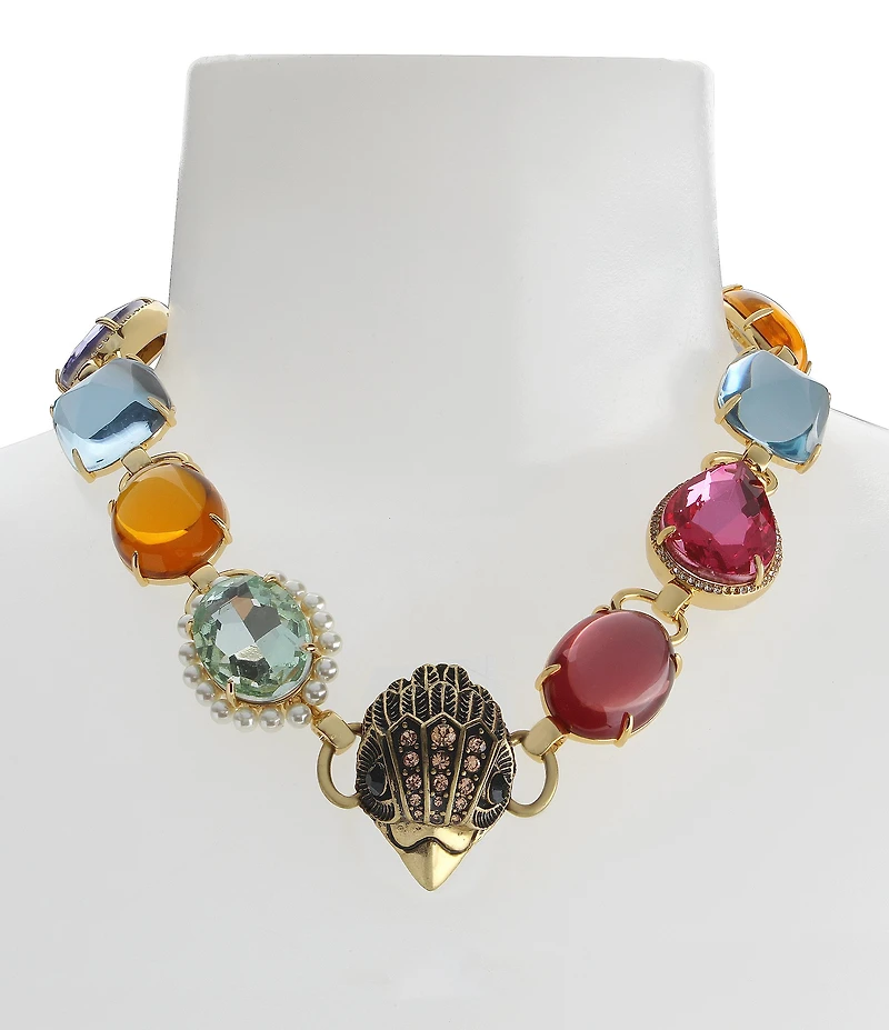 Kurt Geiger London Signature Eagle Candy Gemstone Statement Collar Necklace