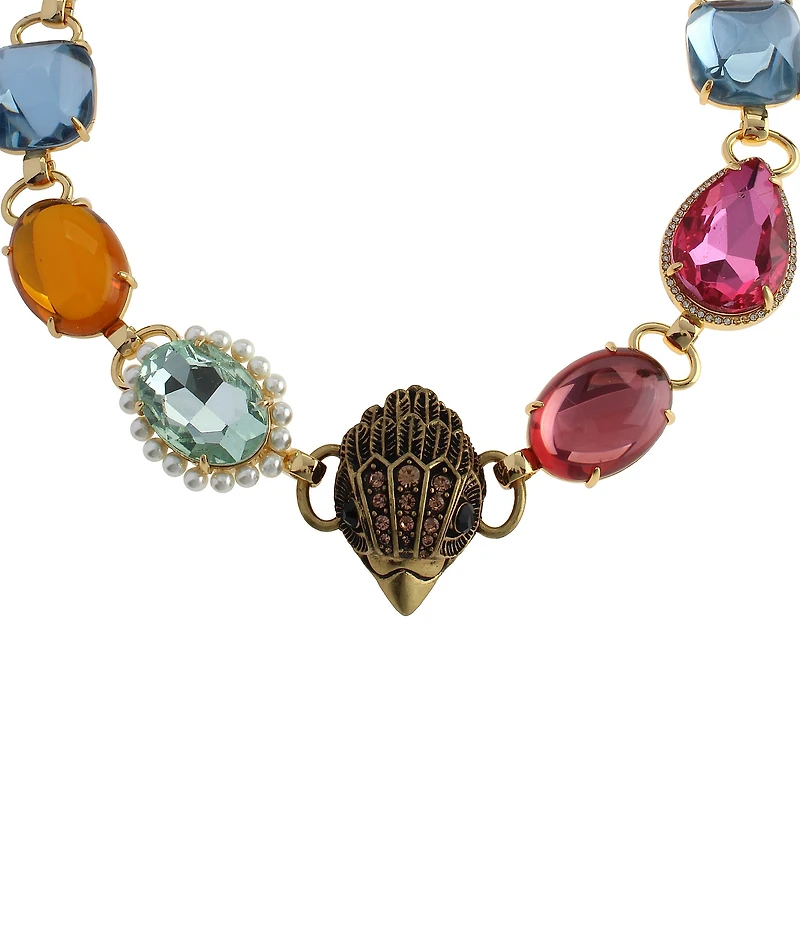 Kurt Geiger London Signature Eagle Candy Gemstone Statement Collar Necklace