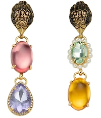 Kurt Geiger London Signature Eagle Candy Gemstone Statement Linear Mismatch Earrings