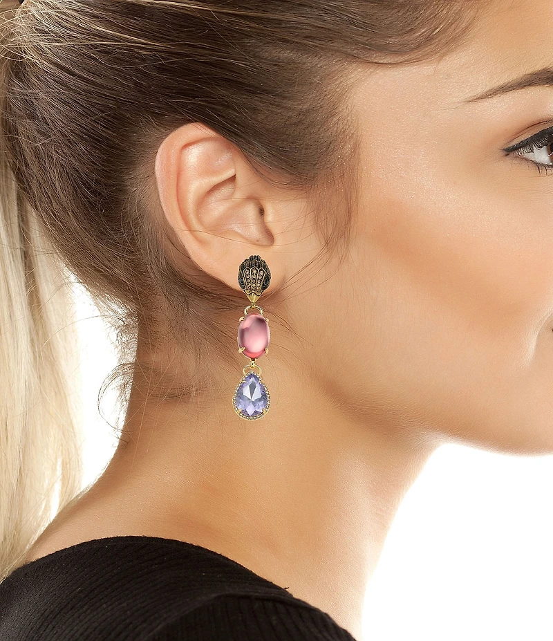 Kurt Geiger London Signature Eagle Candy Gemstone Statement Linear Mismatch Earrings