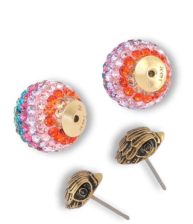 Kurt Geiger London Signature Eagle Crystal Bead Front Back Earrings